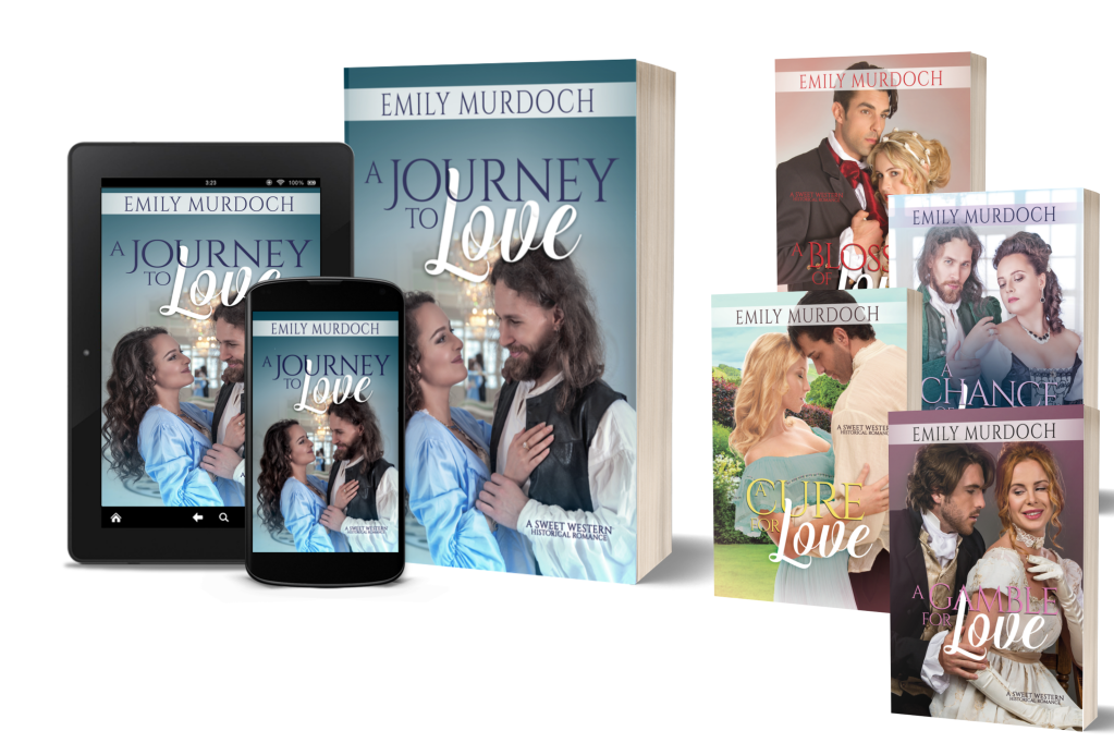 The covers of the first three books of Emily E K Murdoch's historical romance series, Sweet Grove Stories