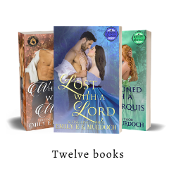 The covers of the first three books of Emily E K Murdoch's historical romance series, Ravishing Regencies