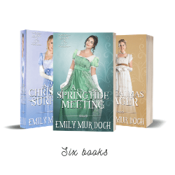 The covers of the first three books of Emily E K Murdoch's historical romance series, Seasons of Love