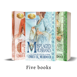 The covers of the first three books of Emily E K Murdoch's historical romance series, The De Petras Saga