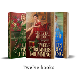 The covers of the first three books of Emily E K Murdoch's historical romance series, Twelve Days of Christmas